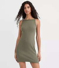 Petite Perfect Ribbed Apron Neck Mini Dress