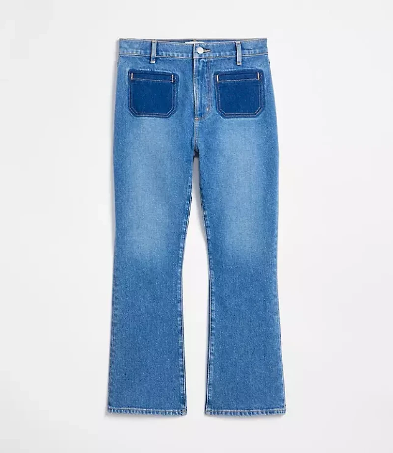 Rivete Petite High Rise Kick Crop Jeans Shadow Blue Wash