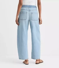 Rivete Tall Curvy Utility High Rise Pull On Jeans in Light Wash Indigo
