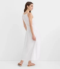 Petite Pleated Mixed Media Midi Halter Dress