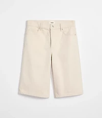 Rivete Petite High Rise Denim Bermuda Shorts Ivory