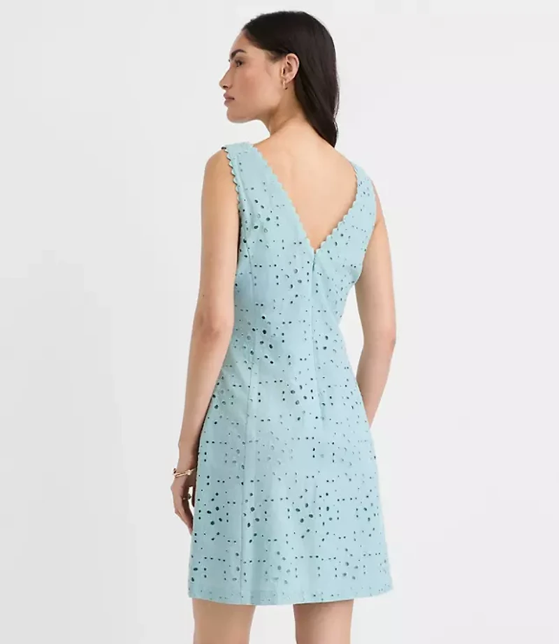 Scalloped Eyelet V-Back Mini Dress