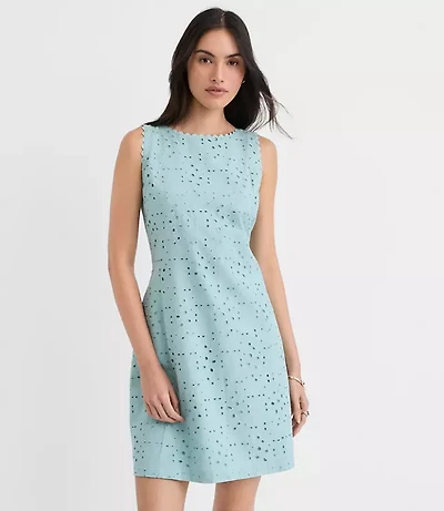 Scalloped Eyelet V-Back Mini Dress