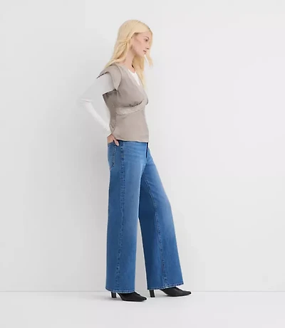 Rivete Short High Rise Wide Leg Jeans Vintage Dark Wash