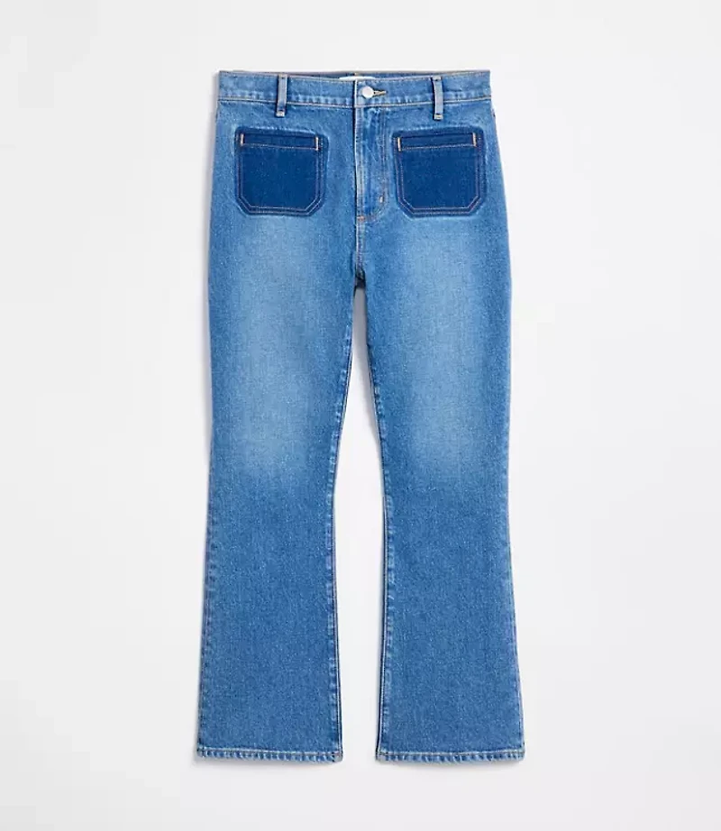 Rivete Tall Curvy High Rise Kick Crop Jeans Shadow Blue Wash