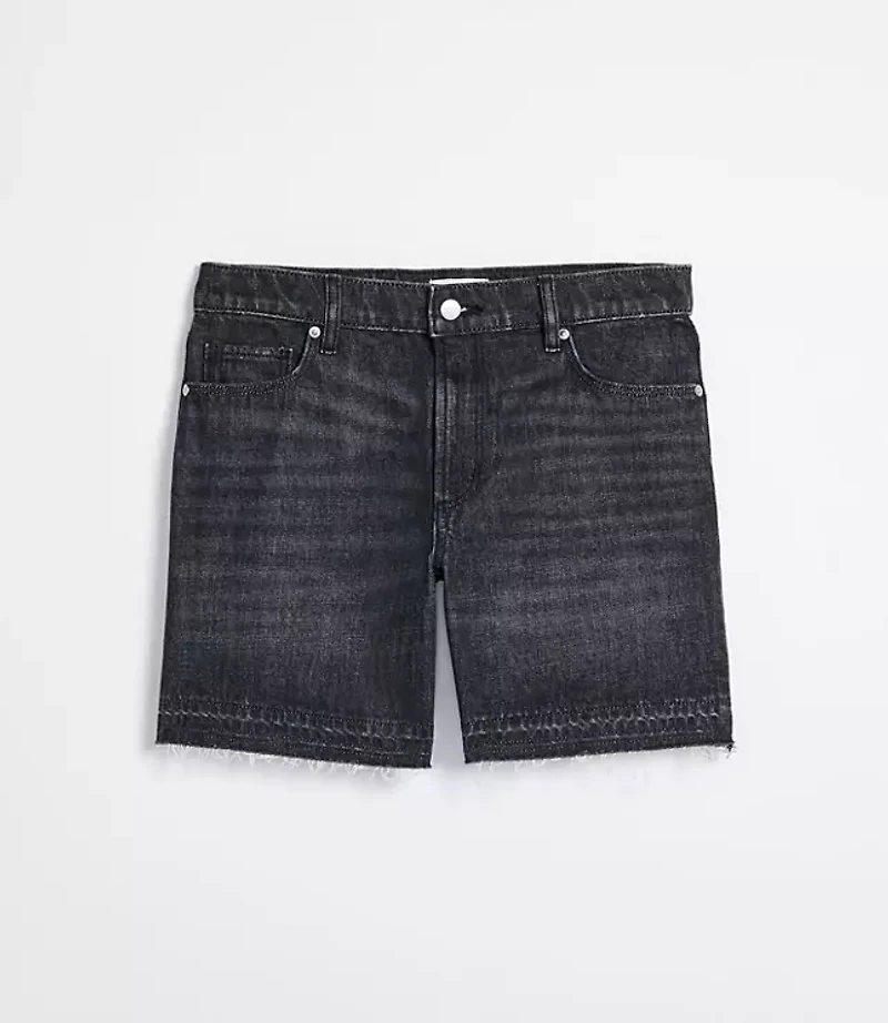 Rivete Curvy Unpicked Boyfriend Shorts Noir Wash