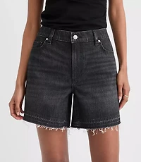 Rivete Curvy Unpicked Boyfriend Shorts Noir Wash
