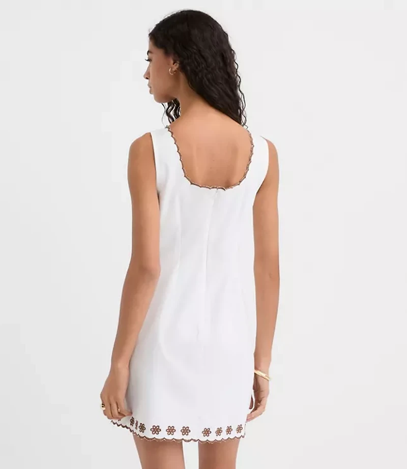 Petite Scalloped Floral Eyelet Mini Dress