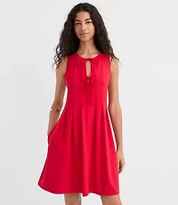 Petite Pintucked Bow Mini Pocket Dress