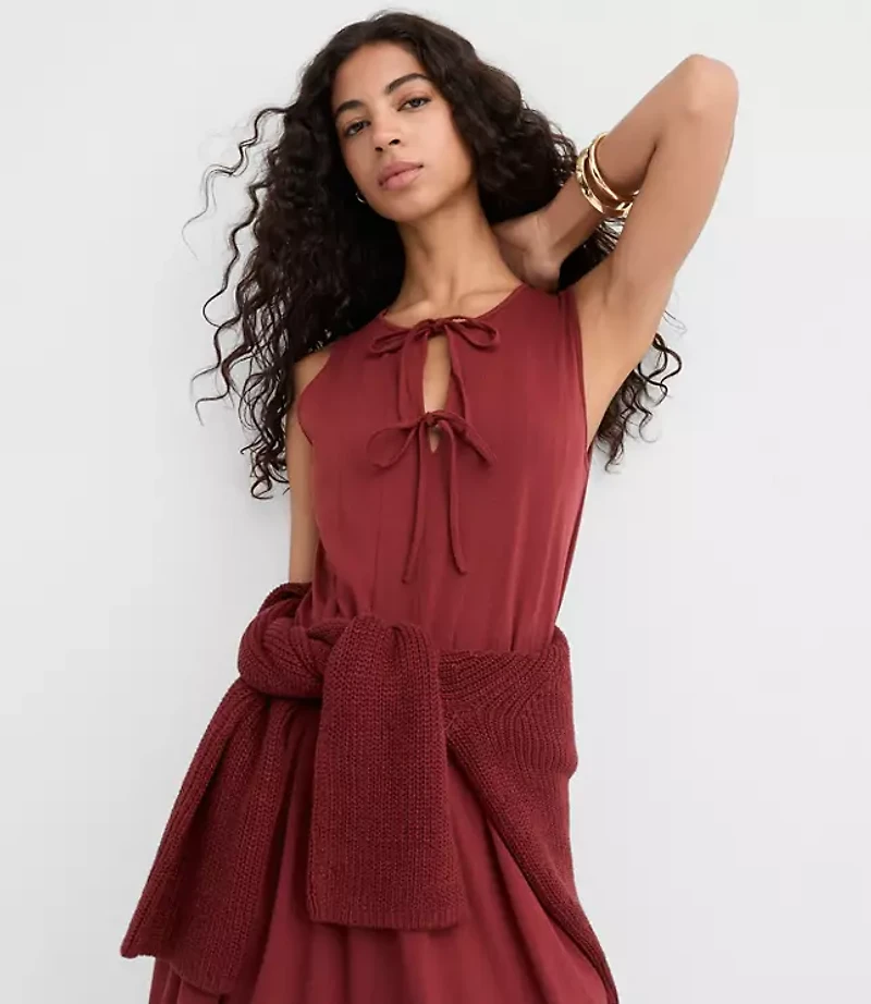 Petite Pintucked Bow Mini Pocket Dress