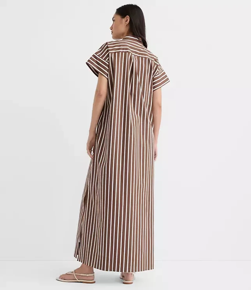Petite Striped Poplin Maxi Pocket Shirtdress
