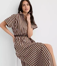 Petite Striped Poplin Maxi Pocket Shirtdress