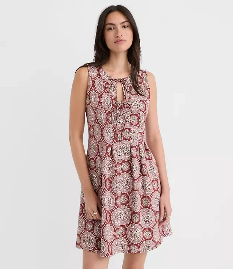 Petite Tiled Pintucked Bow Mini Pocket Dress