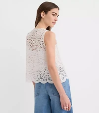 Scalloped Floral Lace Bow Vest