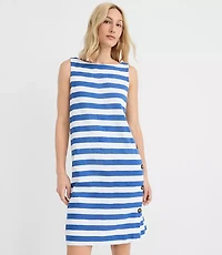 Petite Striped Side Button Mini Dress