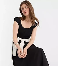 Petite Smocked Cap Sleeve Midi Pocket Dress