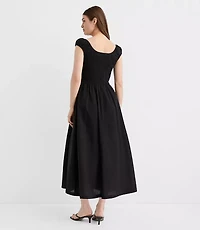 Petite Smocked Cap Sleeve Midi Pocket Dress