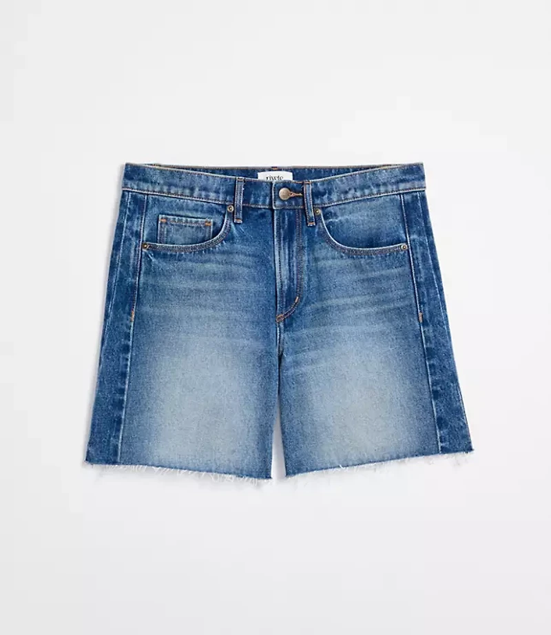 Rivete Petite Curvy Fresh Cut Seamed Boyfriend Shorts Dark Wash