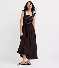 Petite Ruffle Strap Smocked Midi Dress
