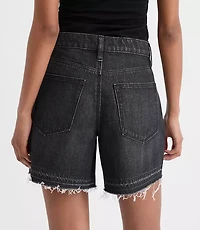 Rivete Petite Unpicked Boyfriend Shorts Noir Wash