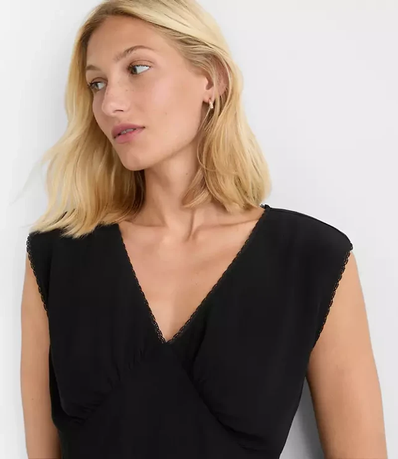 Lace Trim Cap Sleeve Top