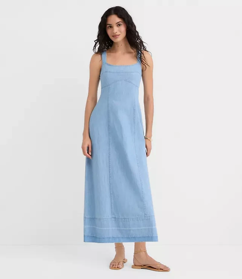 Petite Chambray Released Hem Midi Dress