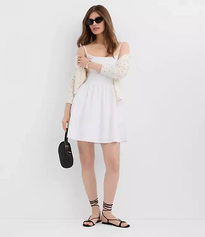 Petite Poplin Strappy Smocked Mini Pocket Dress
