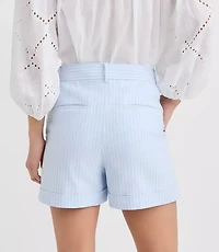 Petite Cuffed Shorts Striped Twill