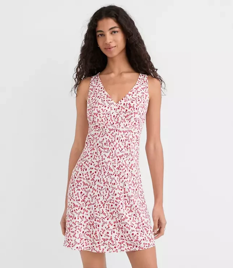 Petite Floral V-Neck Mini Dress