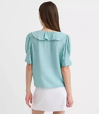 Pintucked Ruffle Blouse