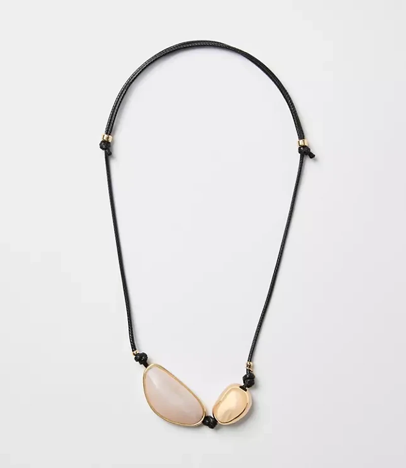 Mother Of Pearl Cord Statement Necklace
