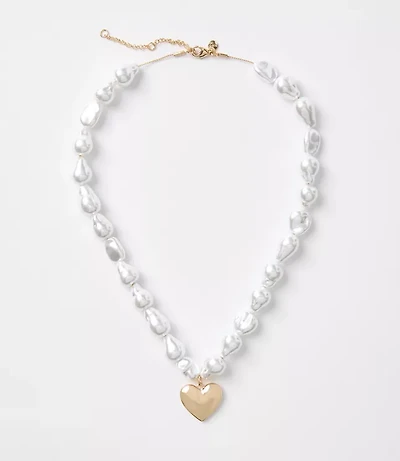Pearlized Heart Statement Necklace