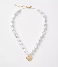 Pearlized Heart Statement Necklace