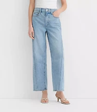 Rivete Twist Seam High Rise Wide Leg Crop Jeans Original Medium Stone Wash