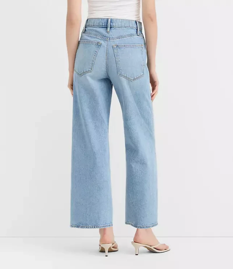 Rivete Twist Seam High Rise Wide Leg Crop Jeans Original Medium Stone Wash