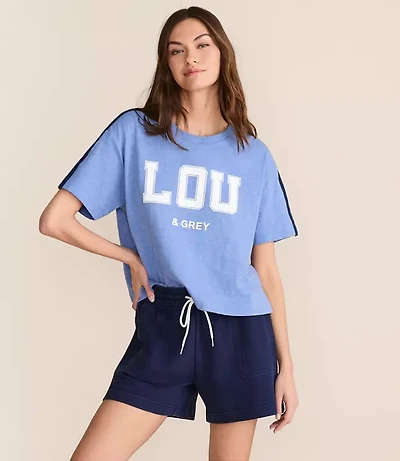 Lou & Grey Shoulder Stripe Soft Slub Logo Tee