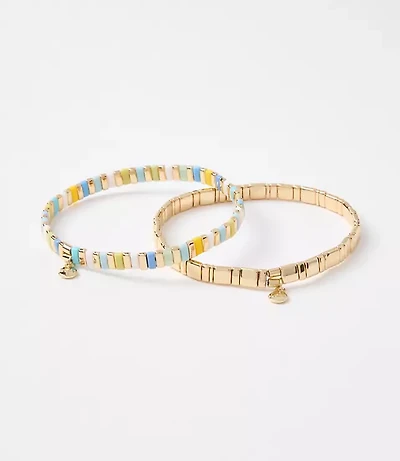 Multicolored Chicklet Bracelet Set