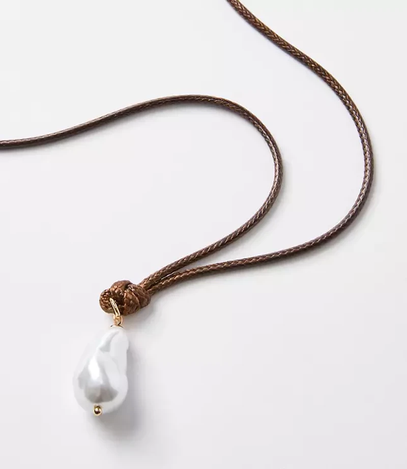 Pearlized Cord Pull Tie Necklace