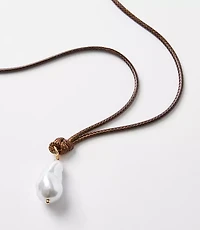 Pearlized Cord Pull Tie Necklace