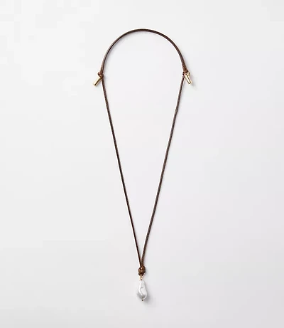 Pearlized Cord Pull Tie Necklace
