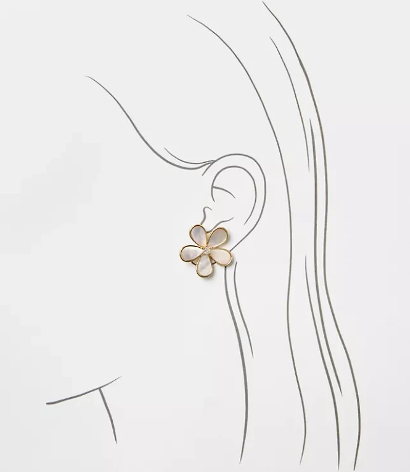 Mother Of Pearl Flower Stud Earrings