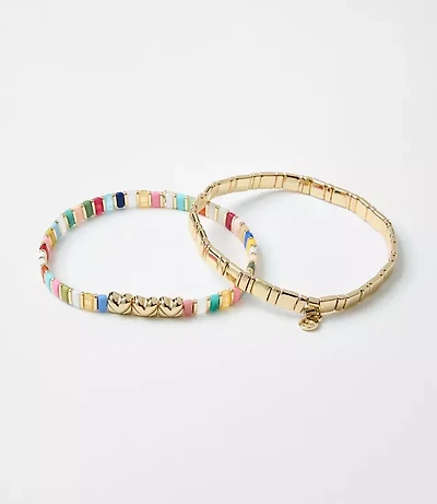 Rainbow Heart Chicklet Bracelet Set