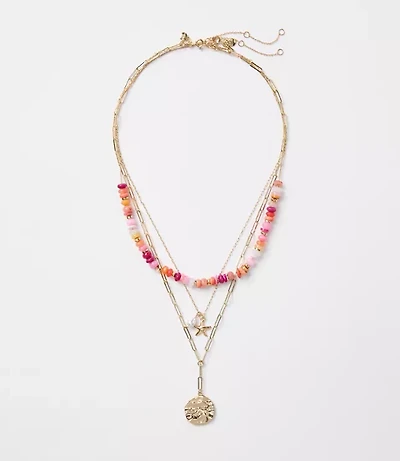 Starfish Coin Beaded Layered Necklace Set