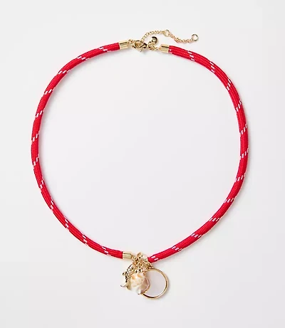 Fish & Seashell Rope Charm Necklace