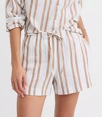 Petite Sawyer Pull On Shorts Striped Linen Cotton