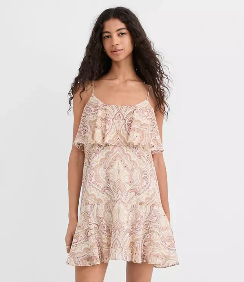 Tiled Strappy Ruffle Mini Dress