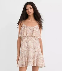 Tiled Strappy Ruffle Mini Dress