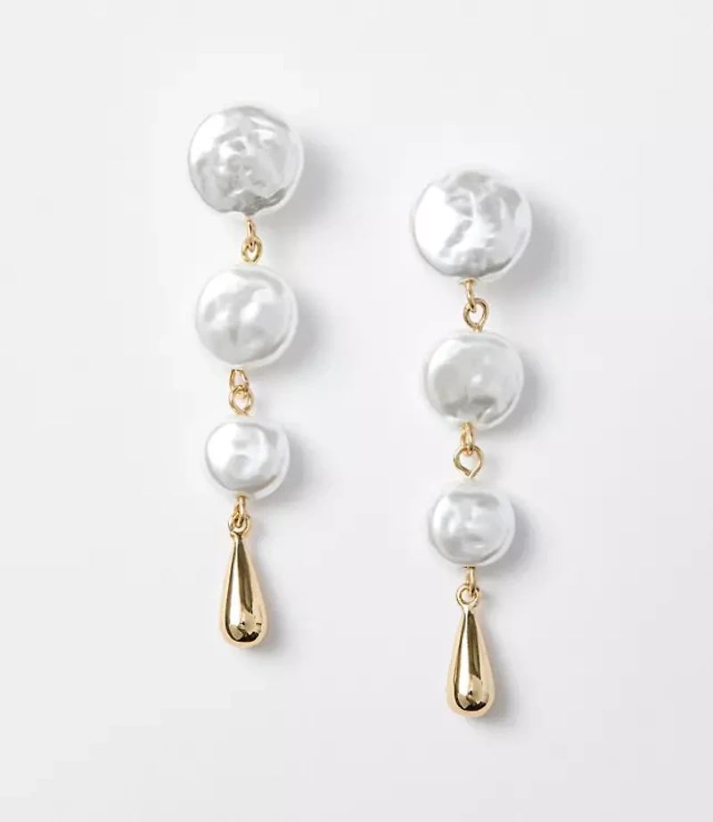 Pearlized Linear Drop Earrings