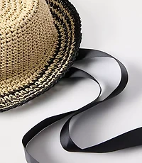 Striped Raffia Bow Hat