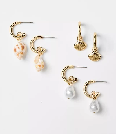 Pearlized Seashell Earring Set